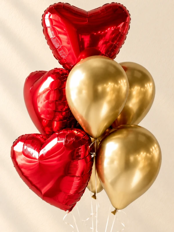 Сет шаров "Gold Love" — «Сет шаров Gold Love» — романтический набор Chillo из 7 воздушных шаров с фольгированным сердцем.
